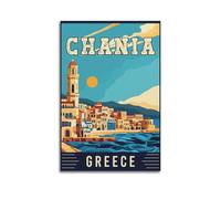 GUTAITER Chania Grecia - Póster artístico de viaje vintage atractivo retro para pared, impresiones en lienzo para habitación estética, 40 x 60 cm, estilo sin marco, estilo 1