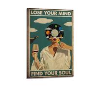 GUTAITER Lose Your Mind - Póster de arte inspirador, vintage, atractivo, retro, impresiones en lienzo para habitación, estética, 40 x 60 cm, estilo marco 2