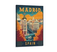 GUTAITER Madrid España - Póster de arte de viaje vintage atractivo retro para pared, impresiones en lienzo para habitación estética de 60 x 90 cm, estilo marco