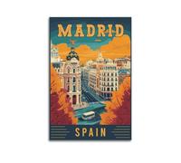 GUTAITER Madrid España - Póster de arte de viaje vintage atractivo retro para pared, impresiones en lienzo para habitación estética de 60 x 90 cm, estilo sin marco