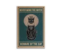 GUTAITER Never Mind The Witch-Black Cat Vintage Motivational Poster Atractivo Retro Wall Art Canvas Prints for Room Aesthetic 20x30 cm (20 x 30 cm) sin marco