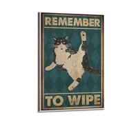 GUTAITER Remember To Wipe-Póster motivacional vintage con diseño de gato negro y atractivo arte de pared retro para decoración de habitación, 20 x 30 cm, estilo marco