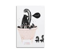 GUTAITER The Skunk helps the Skunk Baby Take A Bath-next - Póster motivacional divertido decorativo para pared, impresiones en lienzo para decoración de habitación, 20 x 30 cm, estilo sin marco