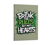 GUTAITER We Break The Rules But Not The Hearts - Pósteres motivacionales, retro, estético, inspirador, arte de pared, impresiones en lienzo para aula, 40 x 60 cm, estilo marco 2
