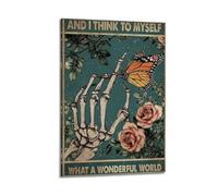 GUTAITER What A Wonderful World - Pósteres vintage inspiradores de arte retro para pared, impresiones en lienzo para habitación estética, 40 x 60 cm, estilo marco 3