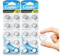 GutAlkaLi Batería LR44 Paquete de 20 - Baterías de 1.5 V para relojes, glucómetro, llaveros y electrónica pequeña - La química de óxido de plata proporciona voltaje estable y larga vida útil