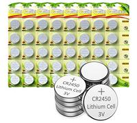 GutAlkaLi Pilas de botón de Litio CR2450, 40 Unidades, 3 V, Pilas de botón eléctricas CR 2450 de Litio