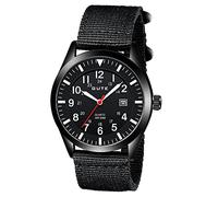Gute Mens Military Watches Analogue Quartz Date Field Work Watch for Man Nylon Fabric Band Sport Wristwatch with Gift Box
