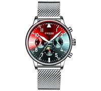 Gute Reloj mecánico automático para hombre, analógico, negro, fecha, acero inoxidable, pulsera S, reloj deportivo, regalo, plata, Deportivo