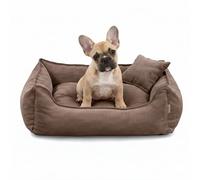 Gutekissen Cama para perros Lucky, cojín para perros pequeños y grandes, cama lavable con relleno de espuma de poliuretano y funda extraíble (marrón, M - 80 x 65)
