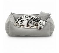 Gutekissen Cama para perros Lucky, cojín para perros pequeños y grandes, cama lavable con relleno de espuma de poliuretano y funda extraíble (gris, L - 90 x 75)