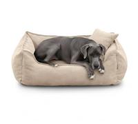 Gutekissen Cama para perros Lucky, cojín para perros pequeños y grandes, cama lavable con relleno de espuma de poliuretano y funda extraíble (crema, 3XL - 130 x 110)