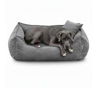 Gutekissen Cama para perros Lucky, cojín para perros pequeños y grandes, cama lavable con relleno de espuma de poliuretano y funda extraíble (gris oscuro, 3XL - 130 x 110)
