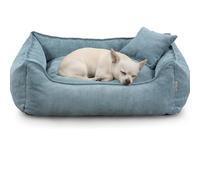 Gutekissen Cama para perros Lucky, cojín para perros pequeños y grandes, cama lavable con relleno de espuma de poliuretano y funda extraíble (azul, XS - 55 x 40)