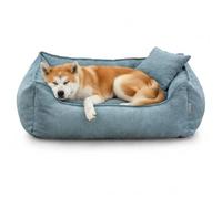 Gutekissen Cama para perros Lucky, cojín para perros pequeños y grandes, cama lavable con relleno de espuma de poliuretano y funda extraíble (azul, XXL - 110 x 90)