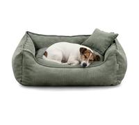 Gutekissen Cama para perros Lucky, cojín para perros pequeños y grandes, cama lavable con relleno de espuma de poliuretano y funda extraíble (verde, S - 65 x 55)