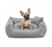 Gutekissen Cama para perros Lucky, cojín para perros pequeños y grandes, cama lavable con relleno de espuma de poliuretano y funda extraíble (gris, M - 80 x 65)