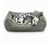 Gutekissen Cama para perros Lucky, cojín para perros pequeños y grandes, cama lavable con relleno de espuma de poliuretano y funda extraíble (verde, L - 90 x 75)