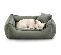 Gutekissen Cama para perros Lucky, cojín para perros pequeños y grandes, cama lavable con relleno de espuma de poliuretano y funda extraíble (verde, XS - 55 x 40)