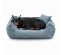 Gutekissen Cama para perros Lucky, cojín para perros pequeños y grandes, cama lavable con relleno de espuma de poliuretano y funda extraíble (azul, XL - 100 x 75)