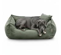 Gutekissen Cama para perros Lucky, cojín para perros pequeños y grandes, cama lavable con relleno de espuma de poliuretano y funda extraíble (verde, 3XL - 130 x 110)
