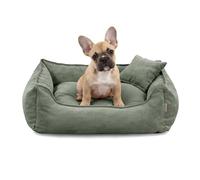 Gutekissen Cama para perros Lucky, cojín para perros pequeños y grandes, cama lavable con relleno de espuma de poliuretano y funda extraíble (verde, M - 80 x 65)