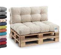 Gutekissen® Cojín de paleta exterior - Confort de espuma para salón de jardín, terraza, balcón PPI (cojín de asiento 120 x 80, cordón beige)