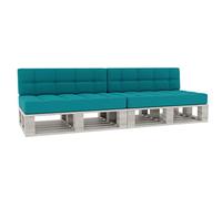 Gutekissen® Cojines para paletas Cojines Acolchados con Botones PFG Acolchado 2xSet (Cojín del Asiento 120x80 +Respaldo 120x40), Azul Celeste