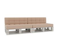 Gutekissen® Cojines para paletas Cojines Acolchados con Botones PFG Acolchado 2xSet (Cojín del Asiento 120x80 +Respaldo 120x40), Beige