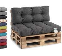 Gutekissen® Cojines para Palets - Sofá Palets Jardín - Asiento Y Respaldo - Exterior E Interior - Muebles De Palets Tamaños - PPI (Set (Asiento 120x80 +Respaldo 120x40), Antracita)