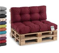 Gutekissen® Cojines para Palets - Sofá Palets Jardín - Asiento Y Respaldo - Exterior E Interior - Muebles De Palets Tamaños - PPI (Set (Asiento 120x80 +Respaldo 120x40), Burdeos)