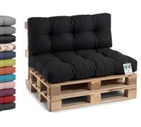 Gutekissen® Cojines para Palets - Sofá Palets Jardín - Asiento Y Respaldo - Exterior E Interior - Muebles De Palets Tamaños - PPI (Set (Asiento 120x80 +Respaldo 120x40), Negro)