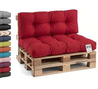 Gutekissen® Cojines para Palets - Sofá Palets Jardín - Asiento Y Respaldo - Exterior E Interior - Muebles De Palets Tamaños - PPI (Set (Asiento 120x80 +Respaldo 120x40), Rojo)