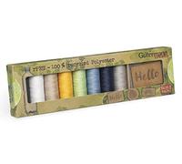 Gutermann creativ set de hilos de coser rPET con 8 bobinas Coselotodo 100 m de 100% poliéster reciclado + 3 DORTEX etiquetas. FloraPap - las etiquetas sostenibles y veganas, 734588