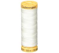 Gutermann Hilo de algodón Natural 100 Yardas, Color Blanco, 110Yd, 110