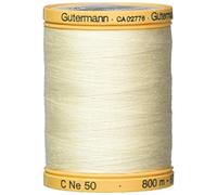 Gutermann Hilo de algodón natural sólido 876yd, blanco huevo