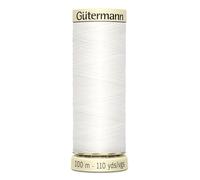 Gutermann - Hilo de coser (100 m, poliéster, 800, 1 carrete), color blanco