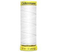 Gutermann - Hilo elástico para costura, trabajo de bobina, fruncido, puños de punto y telas de recogida, color blanco, 1 bobina de 10 m