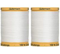 Gutermann - Paquete de 2 hilos de algodón natural sólidos de 876 yardas cada uno, color blanco (800C 5709)