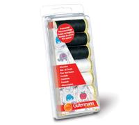Gutermann Sew-All - Juego de hilos de costura (7 bobinas de 100 m, 100 % poliéster), color negro y blanco