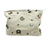 GUTGNK Bolsa de cosméticos de pana para mujer, bolsa de cosméticos de lona de gran capacidad, bolsa de aseo de viaje, organizador de accesorios, gato blanco, Gato Blanco