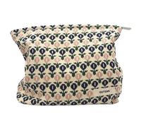 GUTGNK Bolsa de cosméticos de pana para mujer, bolsa de cosméticos de lona de gran capacidad, bolsa de aseo de viaje, organizador de accesorios, pequeñas flores azules, Pequeña flor azul