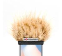 GUTMANN Micrófono cortavientos para iPhone 16, 16 Plus, 16 Pro, 16 Pro Max, protección profesional de piel sintética, reduce el ruido del viento, modelo Camel