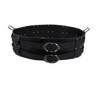 Gutol Cinturón corsé ajustable Black Knight, fabricado en piel sintética, ancho cinturón vikingo medieval, cinturón de cuero vintage con hebillas para hombre y mujer (negro).
