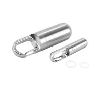 Gutol Pack de 2 llaveros resistentes al agua para pastilleros, estuche de acero inoxidable para actividades al aire libre como camping, senderismo y escalada (mini + grande)