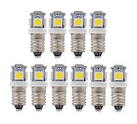 GutReise 10 X Bombillas LED E10 12V luz blanca fría, 5 SMD, 50LM Montaje de tornillo Lámparas de prueba blub