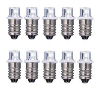 GutReise 10pcs E10 Lámparas LED de inundación de tornillo + 10pcs Base E10, 6V Bombilla LED blanca cálida (6V, Warm White)