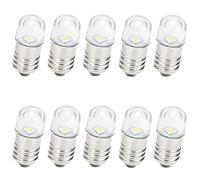 GutReise AC/DC E10 Bombillas, 10pcs 12V Blanco frio E10 Bombillas de repuesto Miniatura Tornillo Lámparas LED 65Lm (12V, Blanco frio)