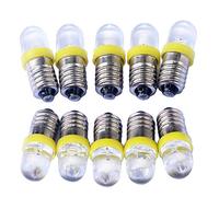GutReise DC 10pcs E10 6V Amarillo Spot bombilla LED Lámparas Light Bulbs + 10pcs E10 Con Base