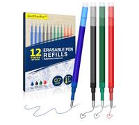 GutSache 12 recambios borrables para bolígrafos Pilot FriXion Ball & Clicker & Eberhard Faber, cartuchos de tinta termosensibles, recambios de tinta de gel borrables de colores, 4 colores